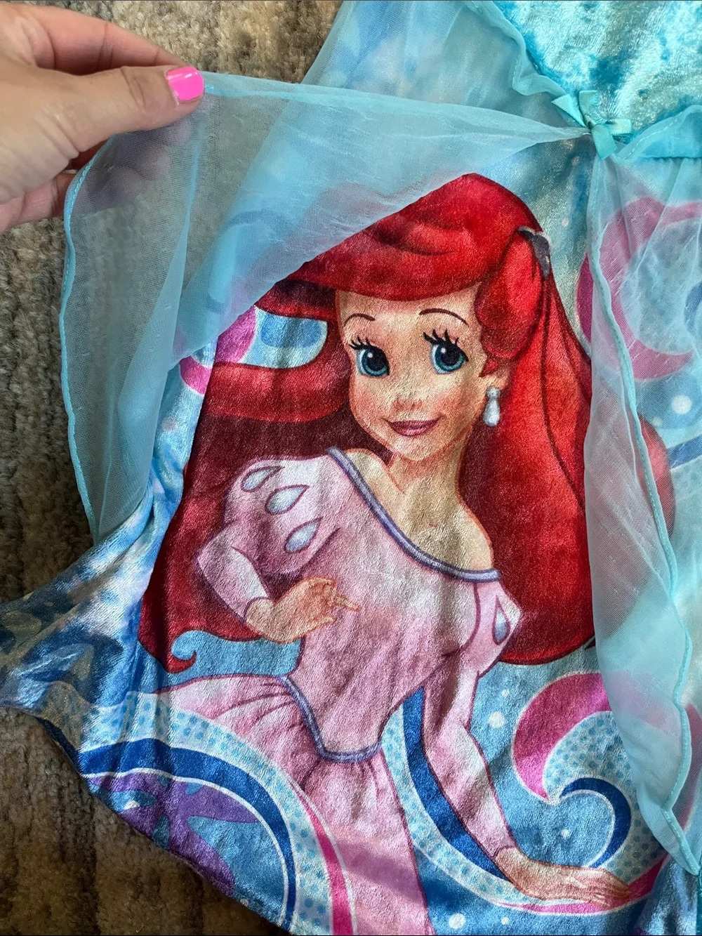 Disney Princess Ariel Nightgown- Teal & Pink